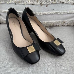 Cole Haan Women's Black Leather Bow Heels